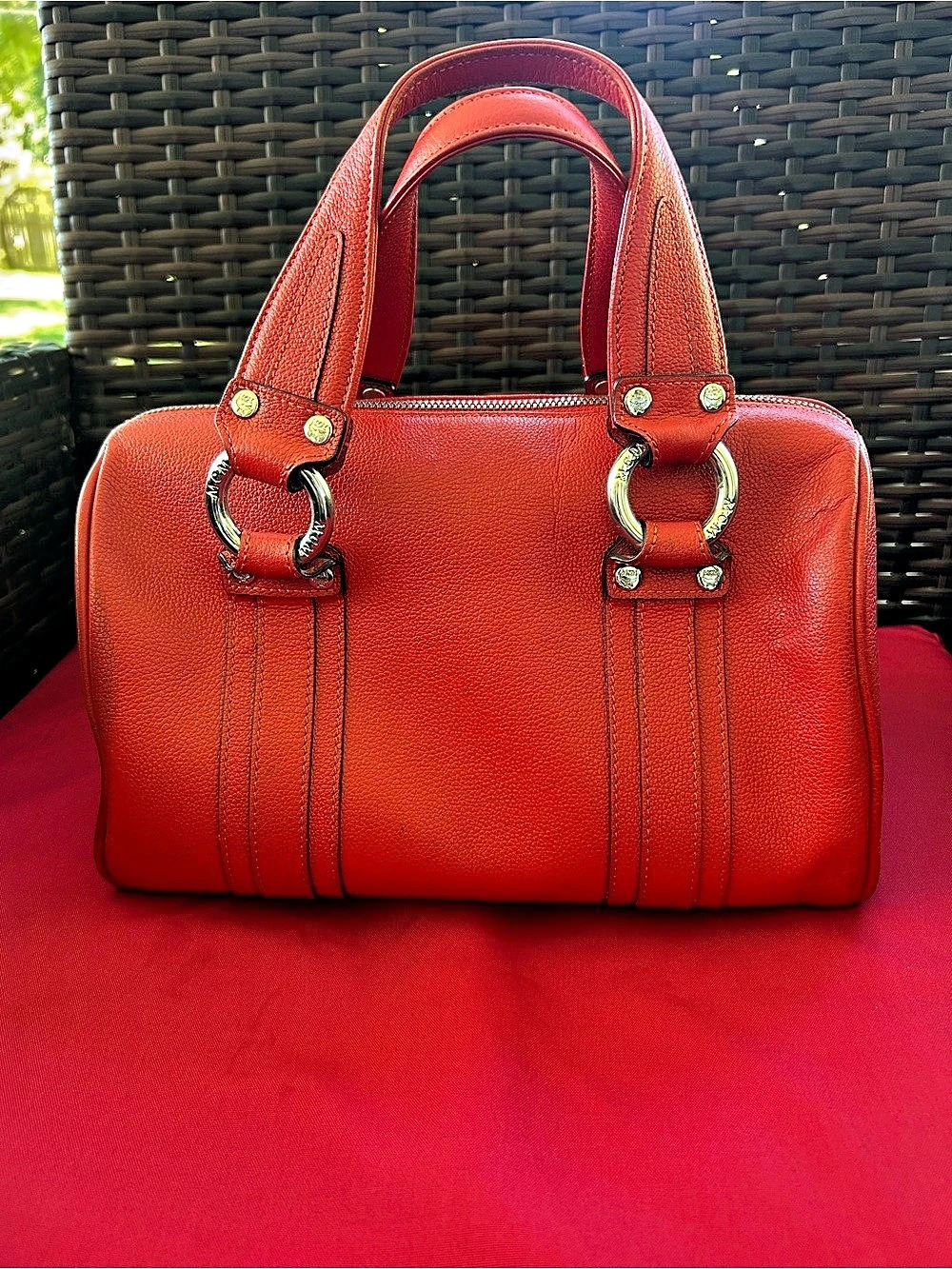 MCM Red Satchel with Matching Wallet - Picture 3 of 11
